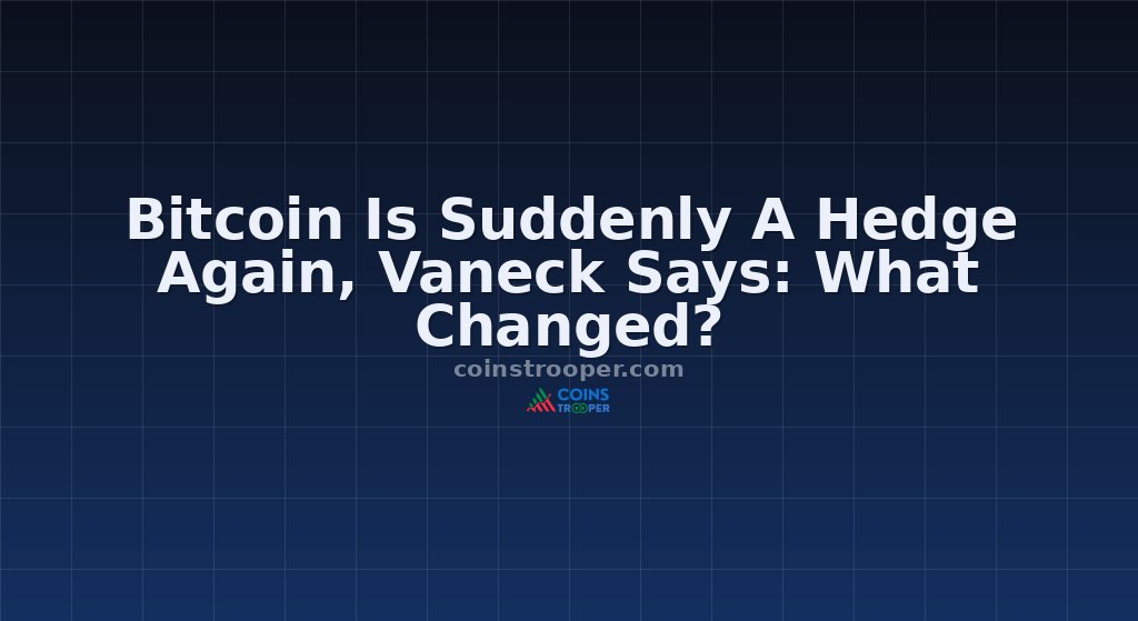Bitcoin Is Suddenly A Hedge Again, Vaneck Says: What Changed?