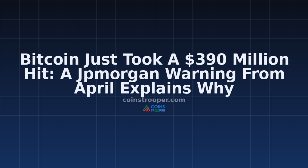 Bitcoin Just Took A $390 Million Hit: A Jpmorgan Warning From April Explains Why