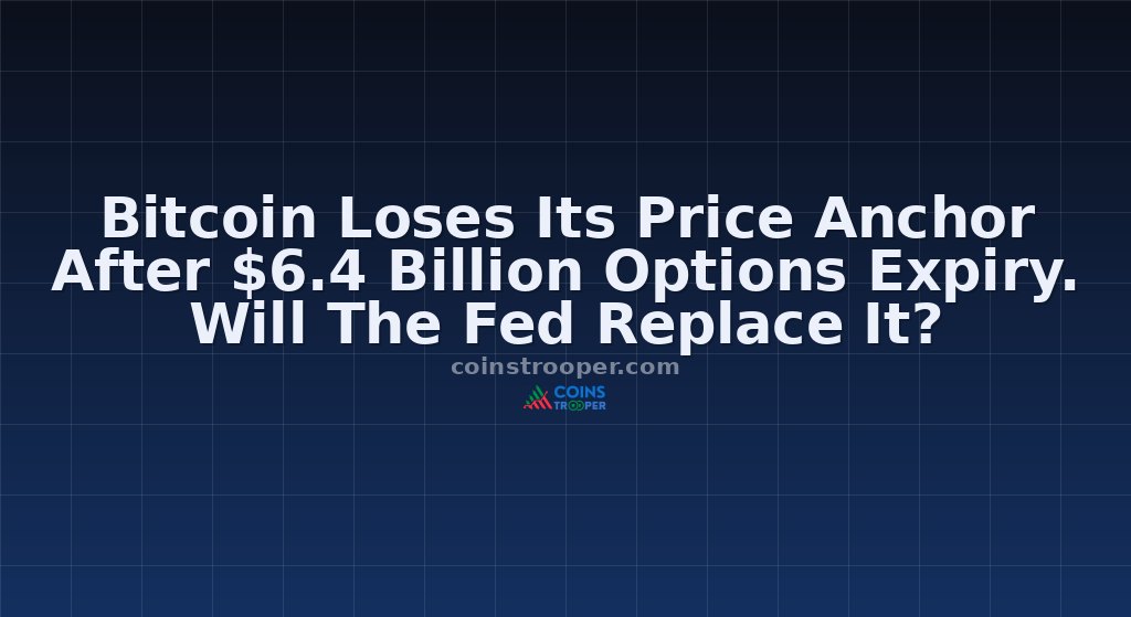 Bitcoin Loses Its Price Anchor After $6.4 Billion Options Expiry. Will The Fed Replace It?