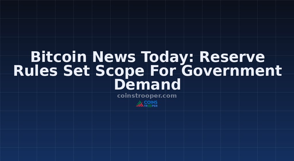 Bitcoin News Today: Reserve Rules Set Scope For Government Demand