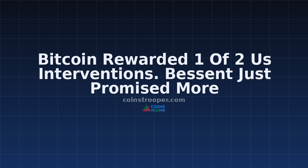 Bitcoin Rewarded 1 Of 2 Us Interventions. Bessent Just Promised More