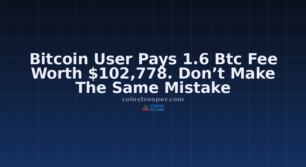 Bitcoin User Pays 1.6 Btc Fee Worth $102,778. Don’t Make The Same Mistake