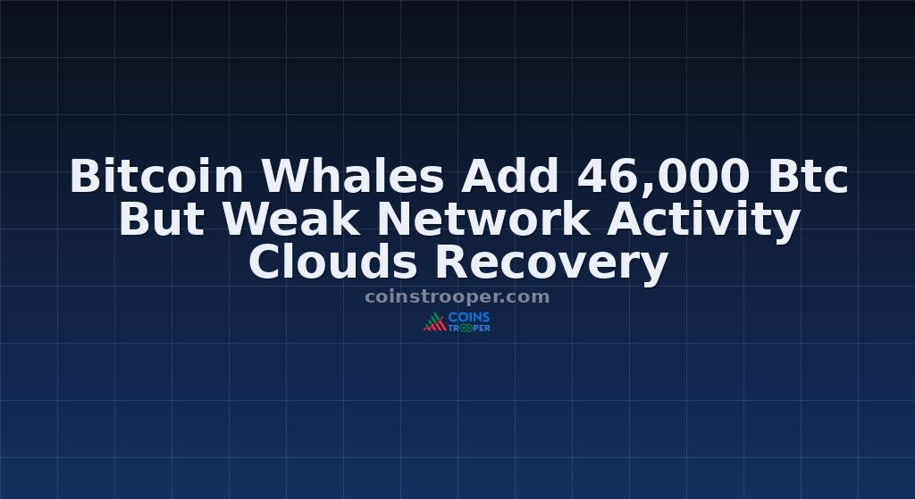 Bitcoin Whales Add 46,000 Btc But Weak Network Activity Clouds Recovery