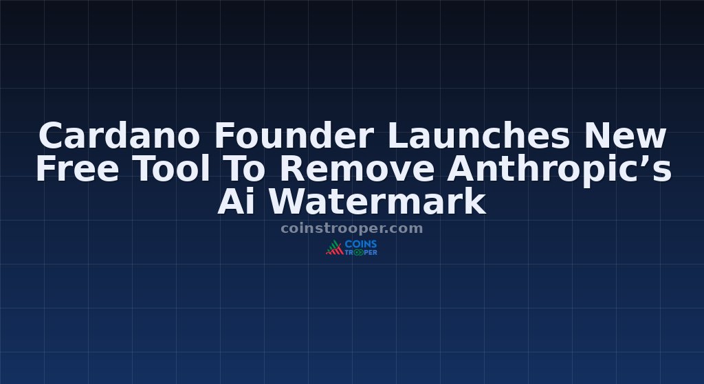 Cardano Founder Launches New Free Tool To Remove Anthropic’s Ai Watermark