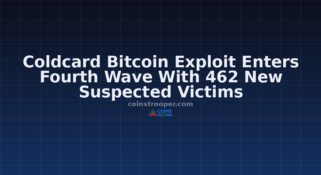 Coldcard Bitcoin Exploit Enters Fourth Wave With 462 New Suspected Victims