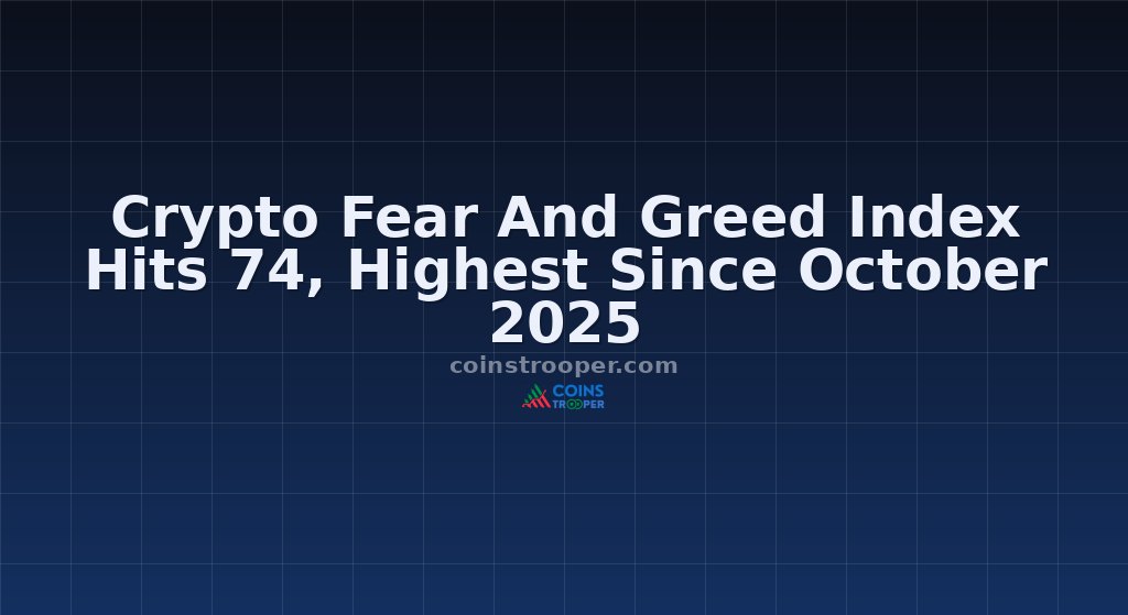 Crypto Fear And Greed Index Hits 74, Highest Since October 2025