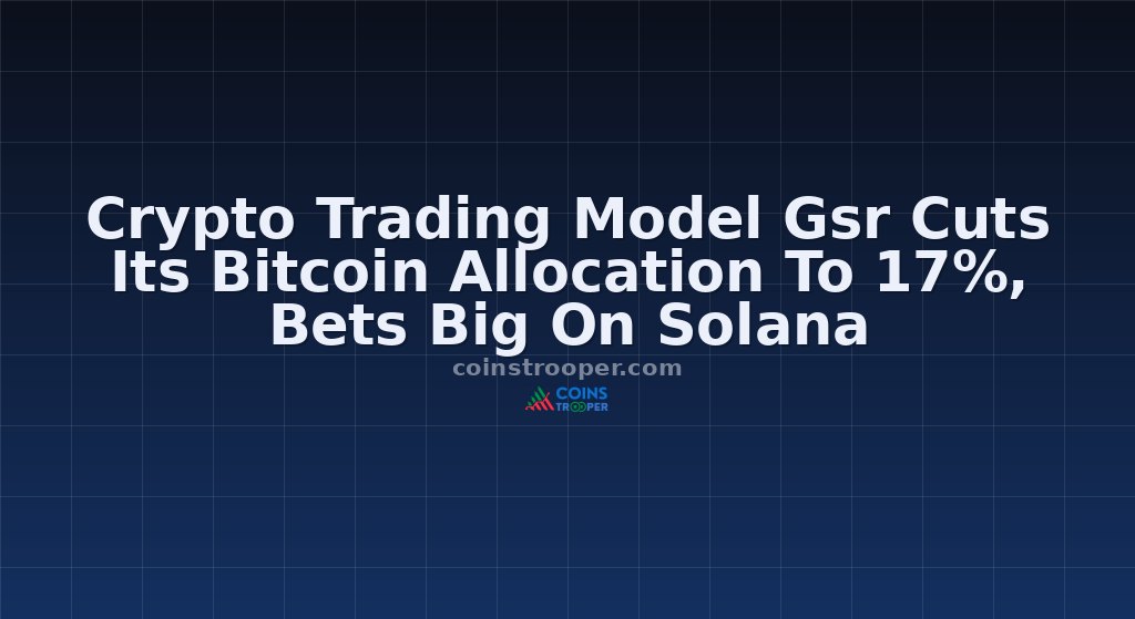 Crypto Trading Model Gsr Cuts Its Bitcoin Allocation To 17%, Bets Big On Solana