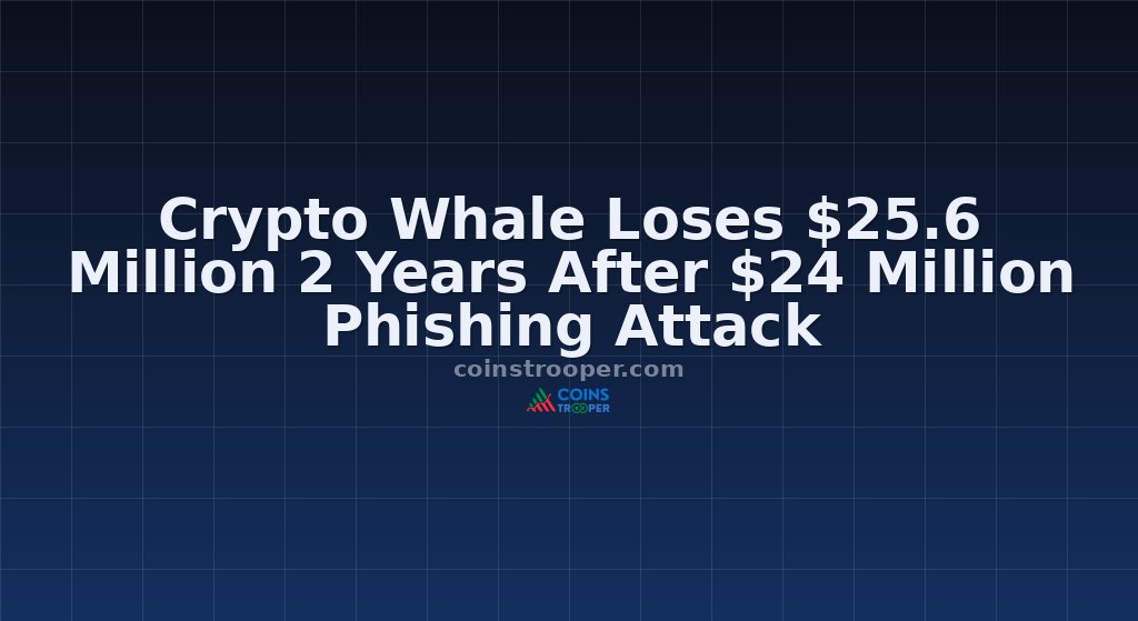 Crypto Whale Loses $25.6 Million 2 Years After $24 Million Phishing Attack