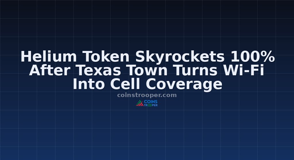 Helium Token Skyrockets 100% After Texas Town Turns Wi-Fi Into Cell Coverage