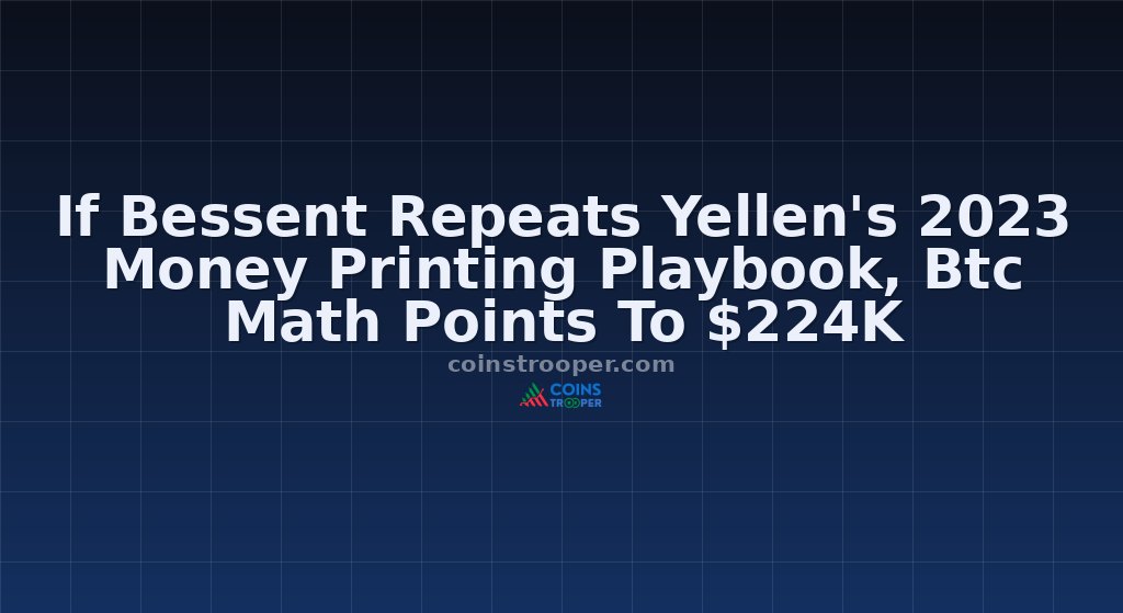 If Bessent Repeats Yellen's 2023 Money Printing Playbook, Btc Math Points To $224K