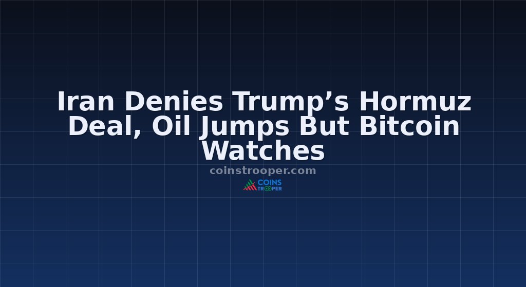 Iran Denies Trump’s Hormuz Deal, Oil Jumps But Bitcoin Watches