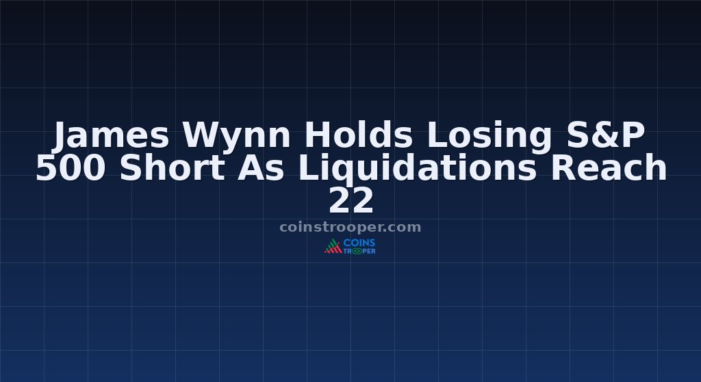 James Wynn Holds Losing S&P 500 Short As Liquidations Reach 22