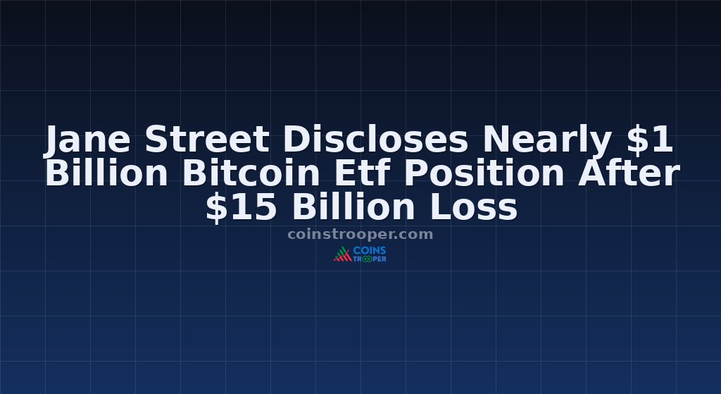 Jane Street Discloses Nearly $1 Billion Bitcoin Etf Position After $15 Billion Loss