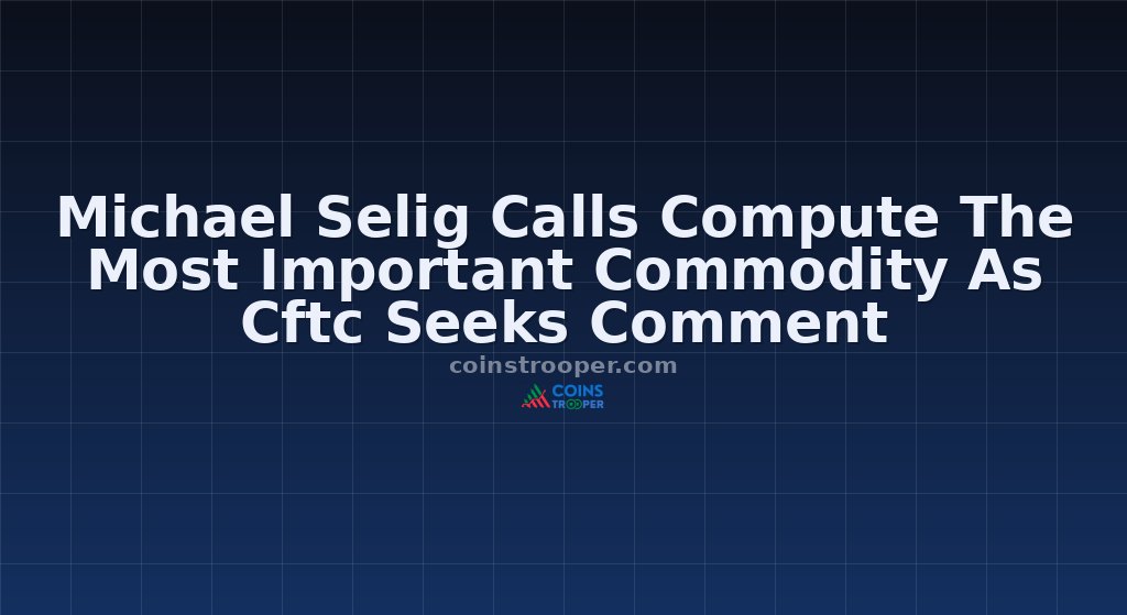 Michael Selig Calls Compute The Most Important Commodity As Cftc Seeks Comment