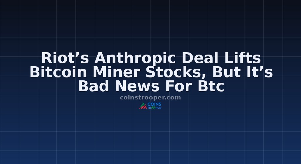 Riot’s Anthropic Deal Lifts Bitcoin Miner Stocks, But It’s Bad News For Btc