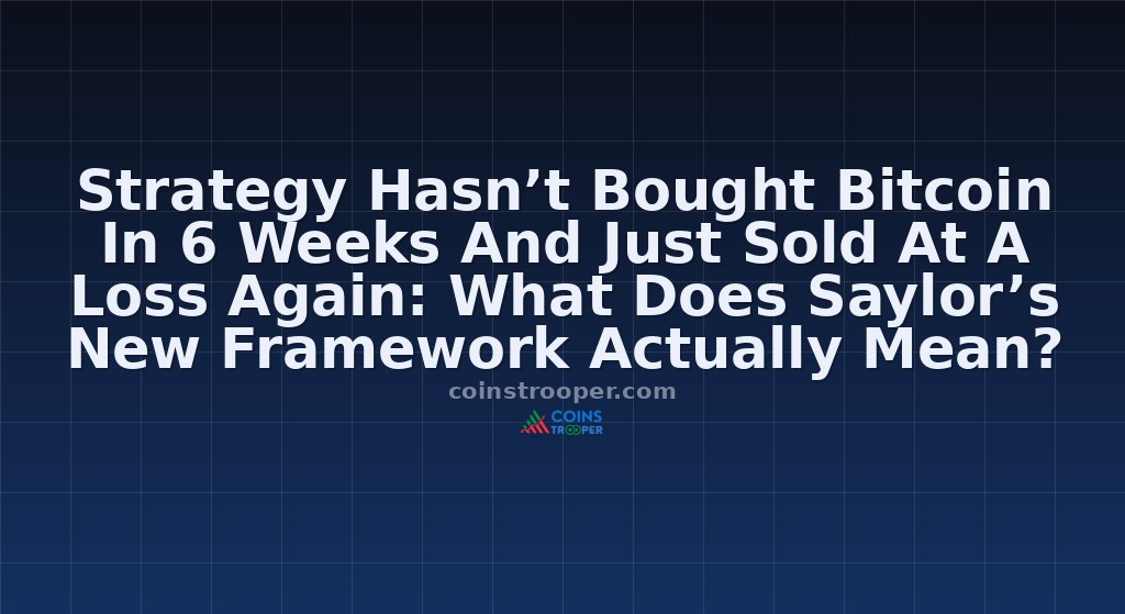 Strategy Hasn’t Bought Bitcoin In 6 Weeks And Just Sold At A Loss Again: What Does Saylor’s New Framework Actually Mean?