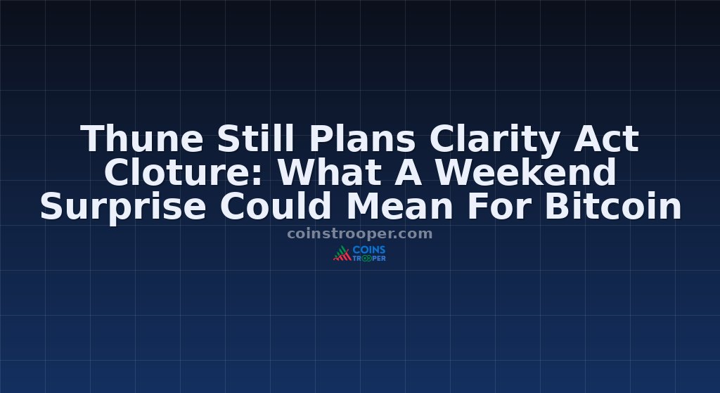 Thune Still Plans Clarity Act Cloture: What A Weekend Surprise Could Mean For Bitcoin