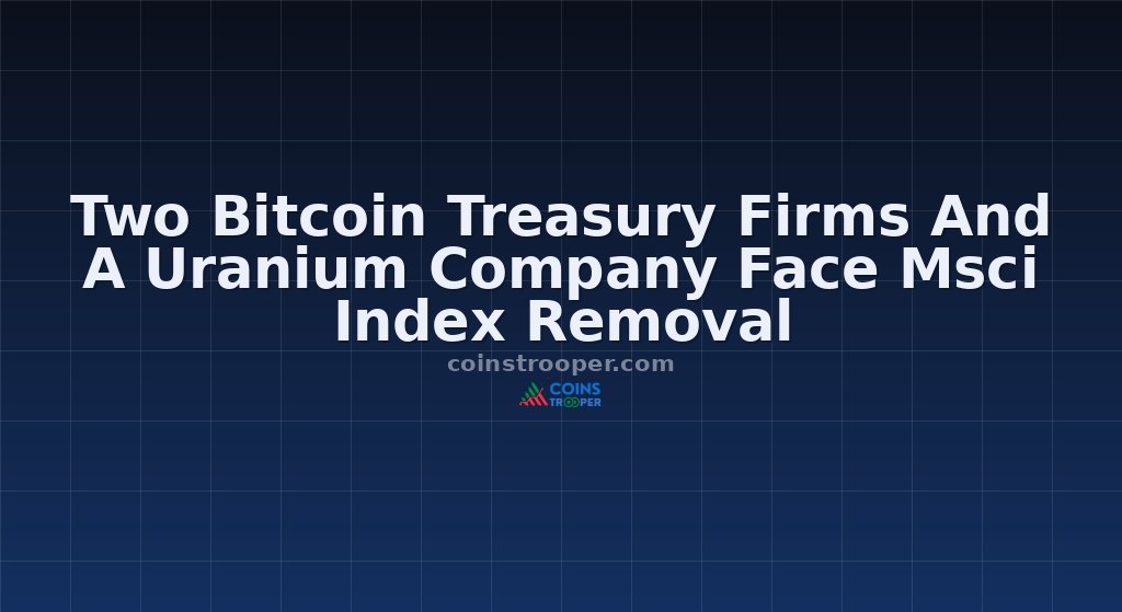 Two Bitcoin Treasury Firms And A Uranium Company Face Msci Index Removal