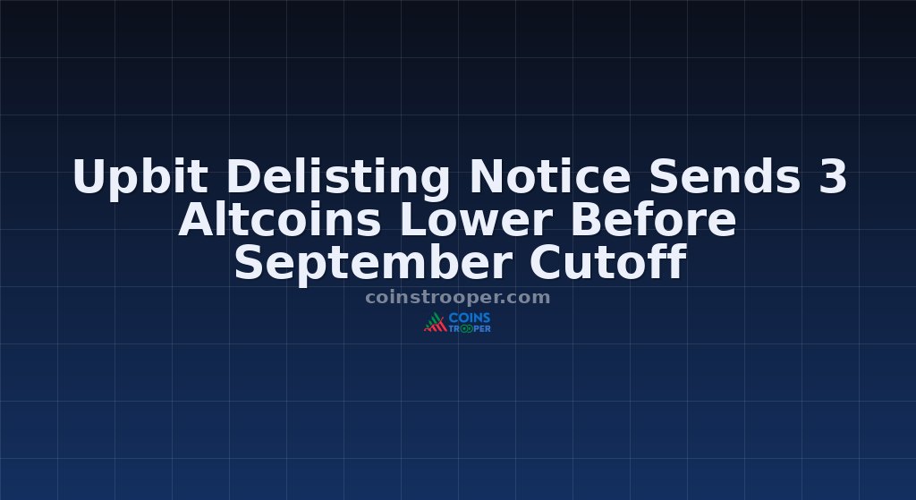 Upbit Delisting Notice Sends 3 Altcoins Lower Before September Cutoff