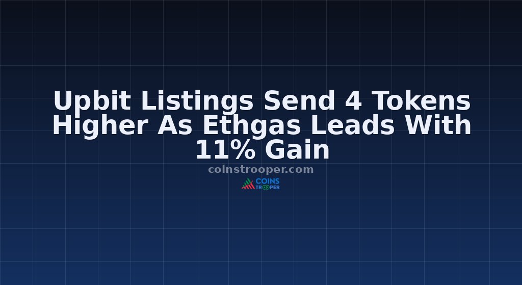 Upbit Listings Send 4 Tokens Higher As Ethgas Leads With 11% Gain