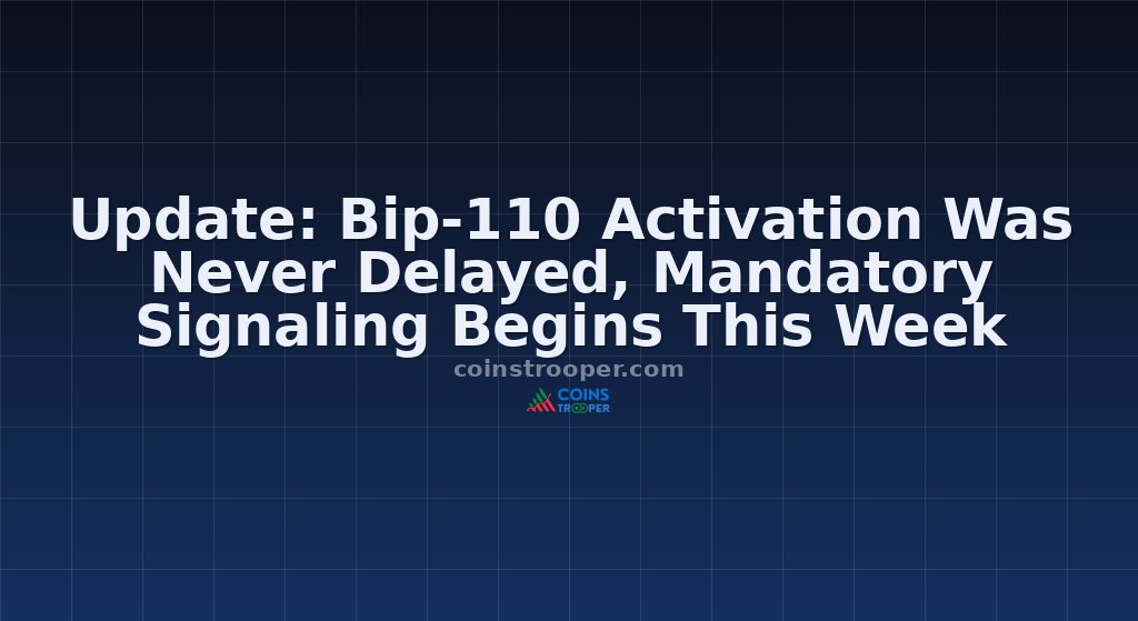 Update: Bip-110 Activation Was Never Delayed, Mandatory Signaling Begins This Week