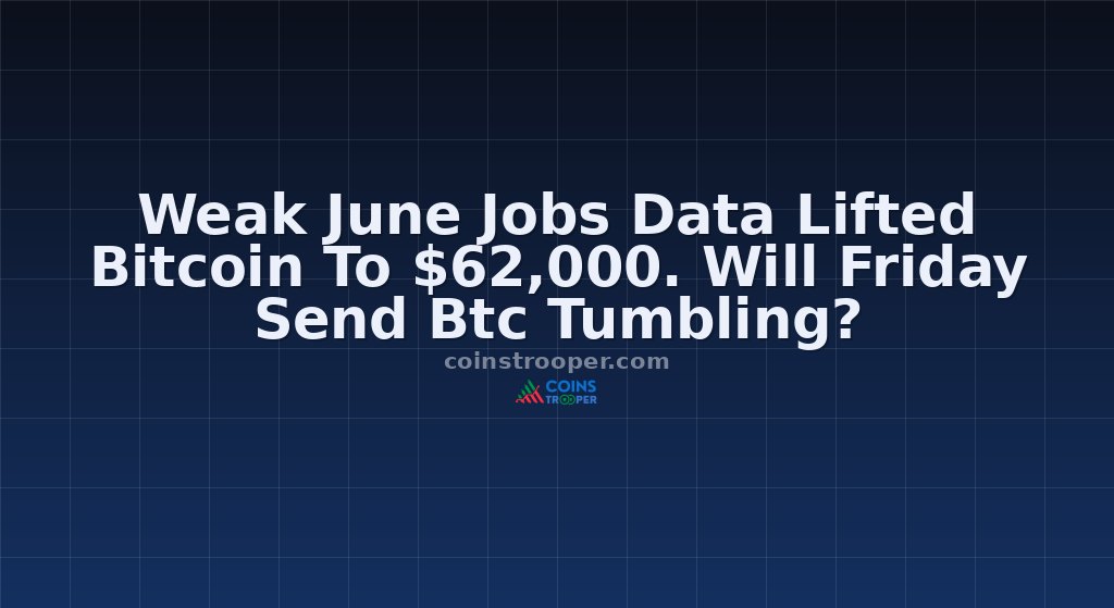 Weak June Jobs Data Lifted Bitcoin To $62,000. Will Friday Send Btc Tumbling?