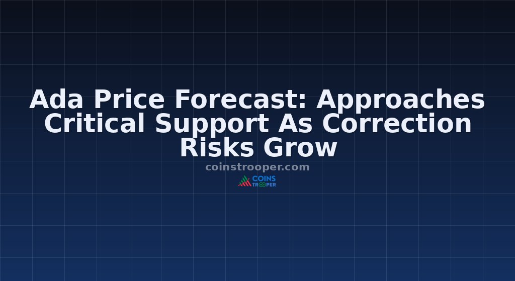 Ada Price Forecast: Approaches Critical Support As Correction Risks Grow