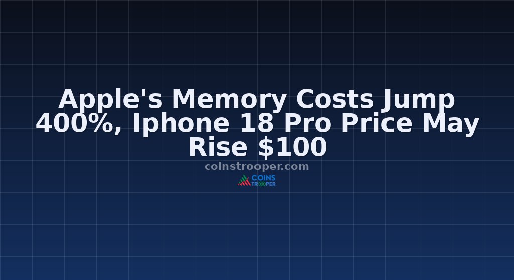 Apple's Memory Costs Jump 400%, Iphone 18 Pro Price May Rise $100
