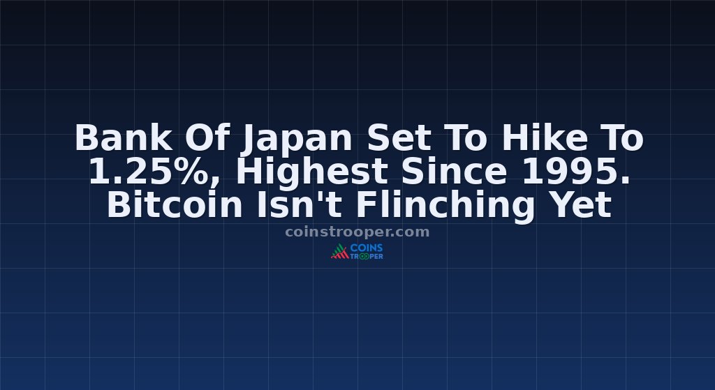 Bank Of Japan Set To Hike To 1.25%, Highest Since 1995. Bitcoin Isn't Flinching Yet