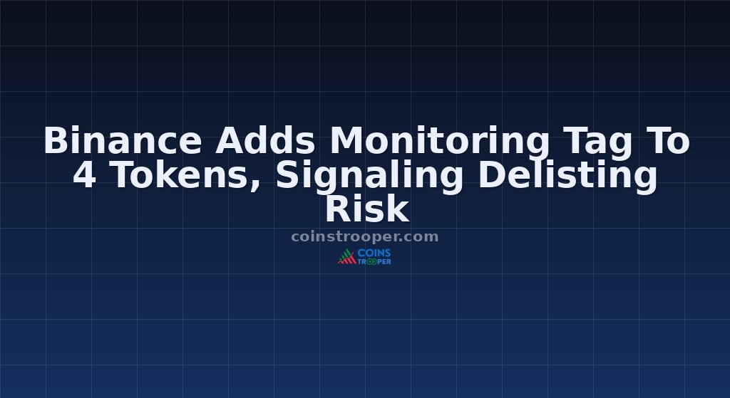 Binance Adds Monitoring Tag To 4 Tokens, Signaling Delisting Risk