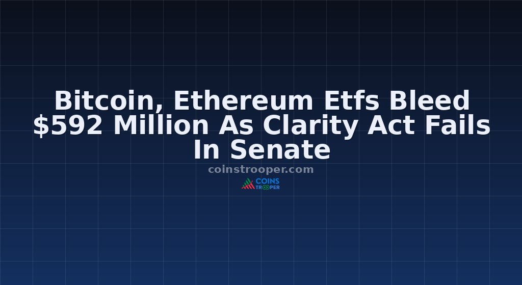 Bitcoin, Ethereum Etfs Bleed $592 Million As Clarity Act Fails In Senate