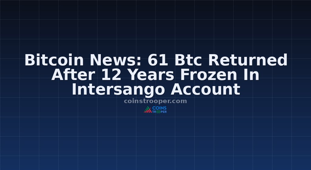 Bitcoin News: 61 Btc Returned After 12 Years Frozen In Intersango Account