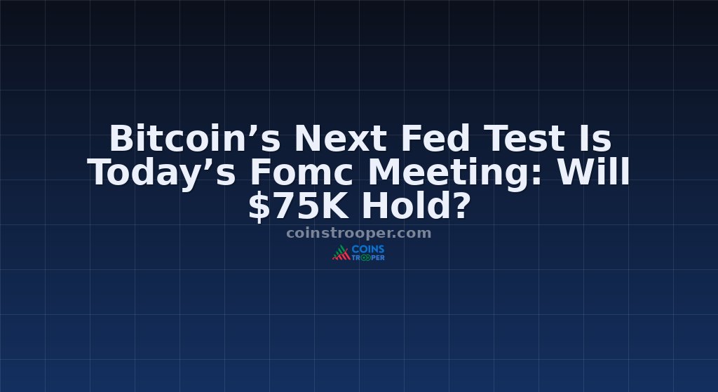 Bitcoin’s Next Fed Test Is Today’s Fomc Meeting: Will $75K Hold?