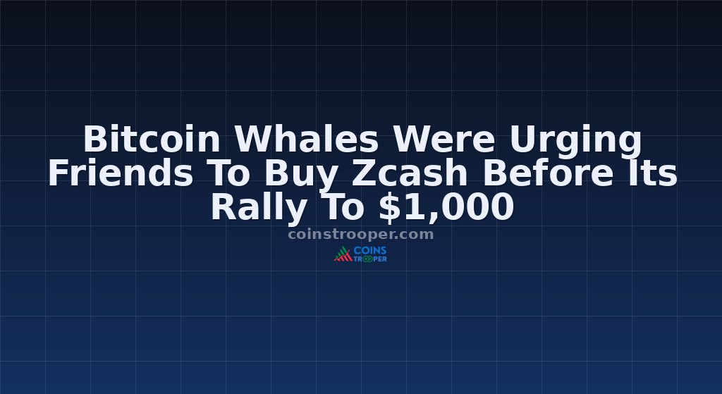 Bitcoin Whales Were Urging Friends To Buy Zcash Before Its Rally To $1,000