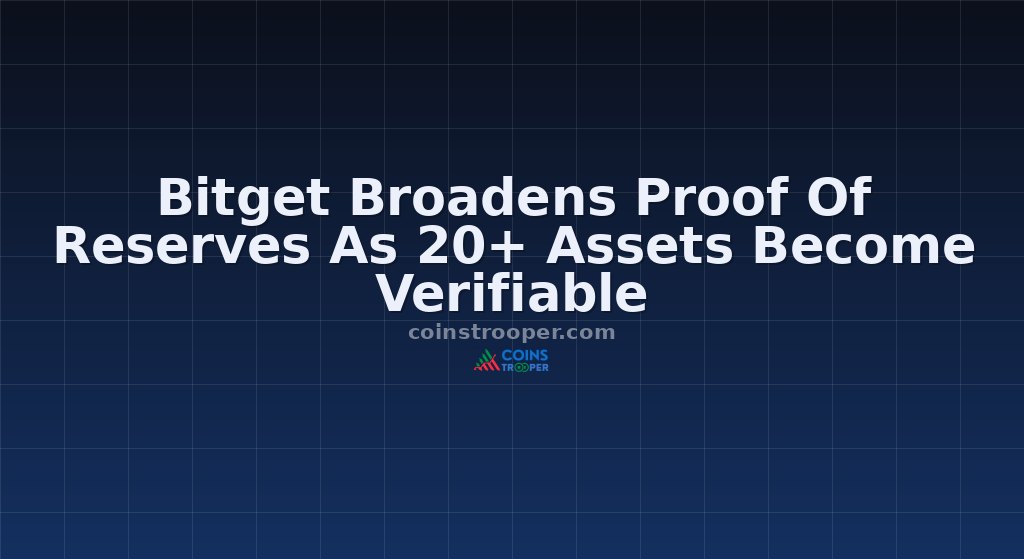 Bitget Broadens Proof Of Reserves As 20+ Assets Become Verifiable