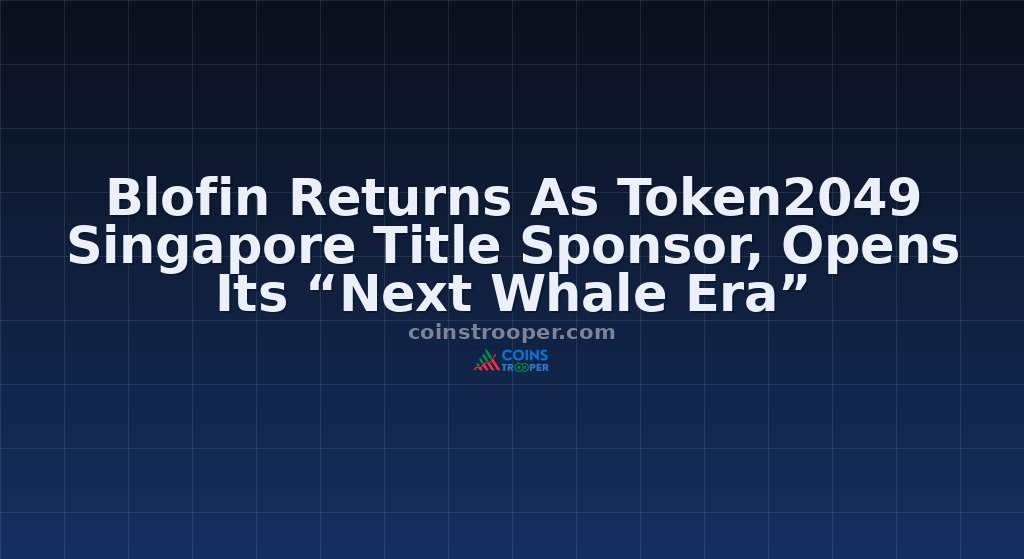 Blofin Returns As Token2049 Singapore Title Sponsor, Opens Its “Next Whale Era”