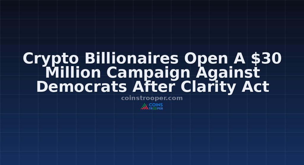 Crypto Billionaires Open A $30 Million Campaign Against Democrats After Clarity Act