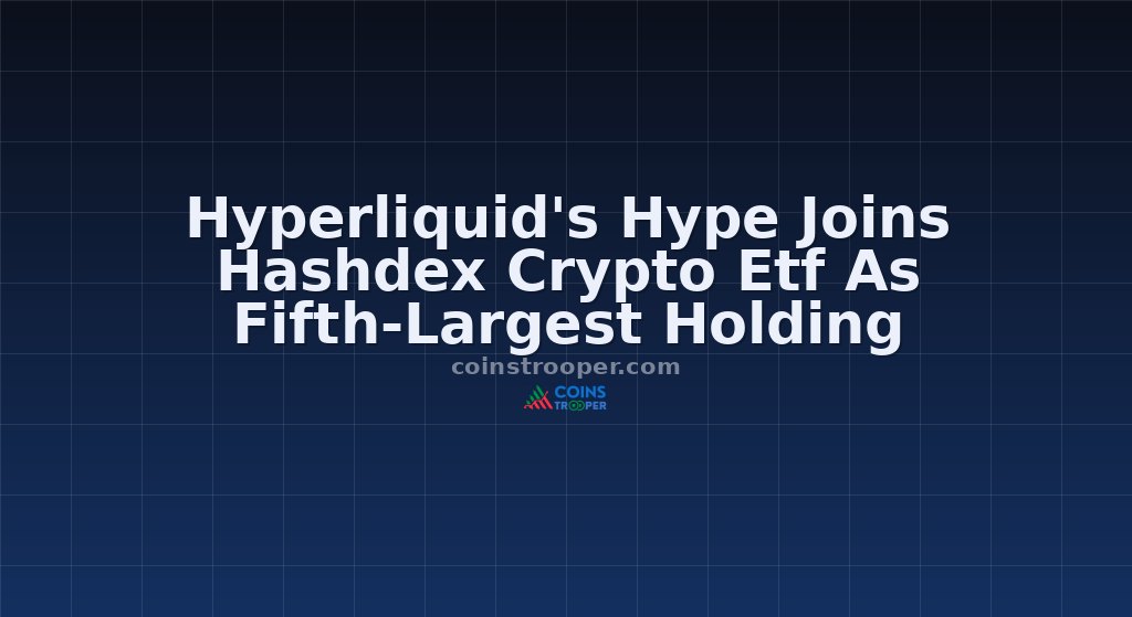 Hyperliquid's Hype Joins Hashdex Crypto Etf As Fifth-Largest Holding