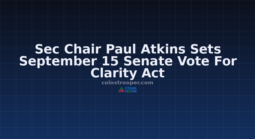 Sec Chair Paul Atkins Sets September 15 Senate Vote For Clarity Act