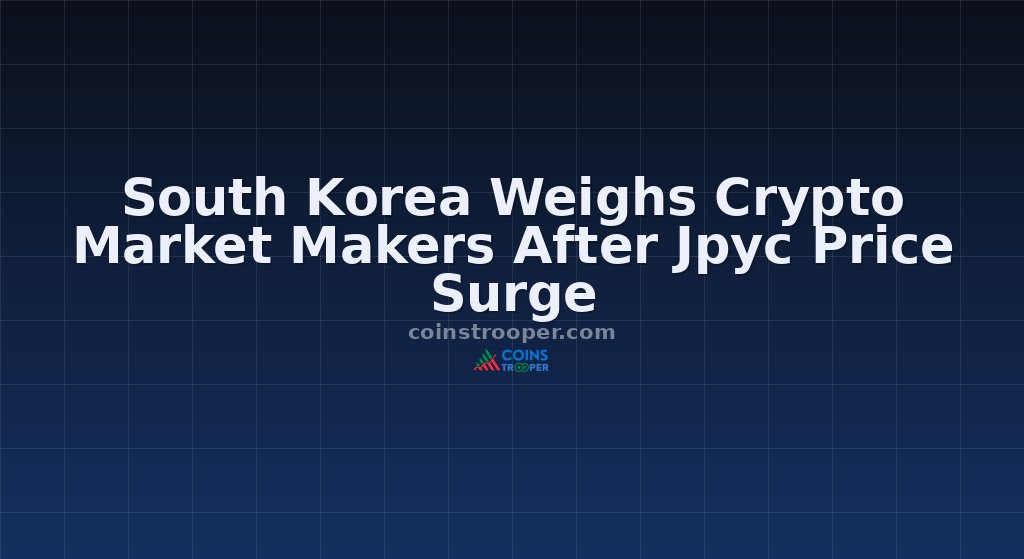 South Korea Weighs Crypto Market Makers After Jpyc Price Surge