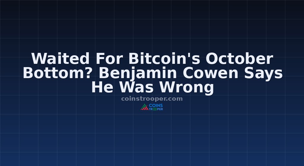 Waited For Bitcoin's October Bottom? Benjamin Cowen Says He Was Wrong