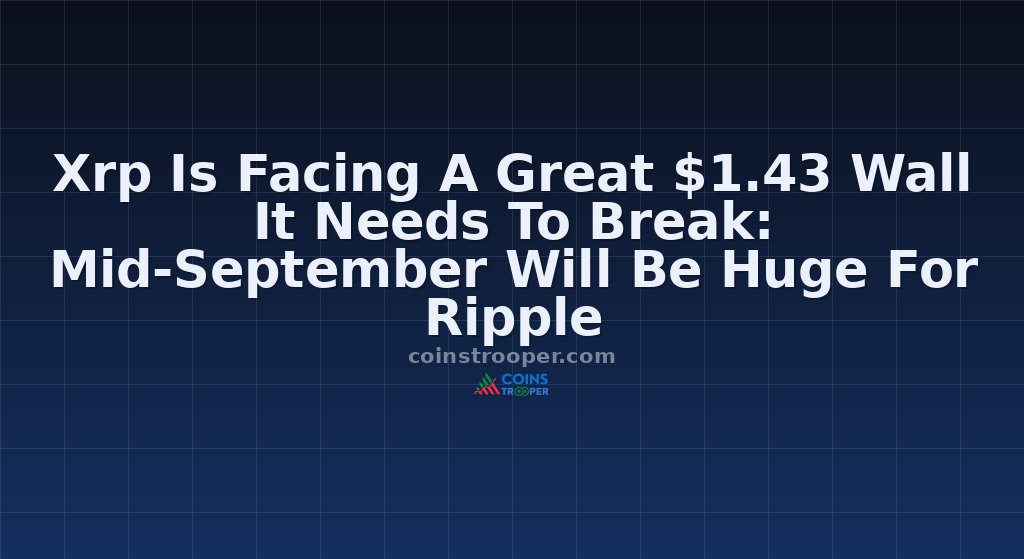 Xrp Is Facing A Great $1.43 Wall It Needs To Break: Mid-September Will Be Huge For Ripple