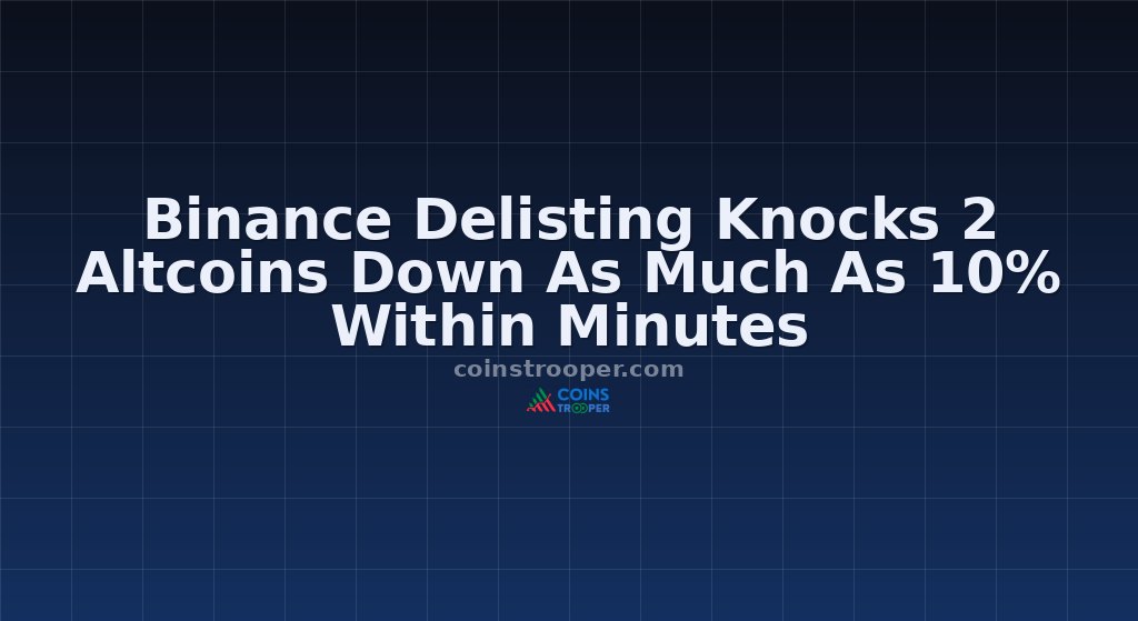 Binance Delisting Knocks 2 Altcoins Down As Much As 10% Within Minutes