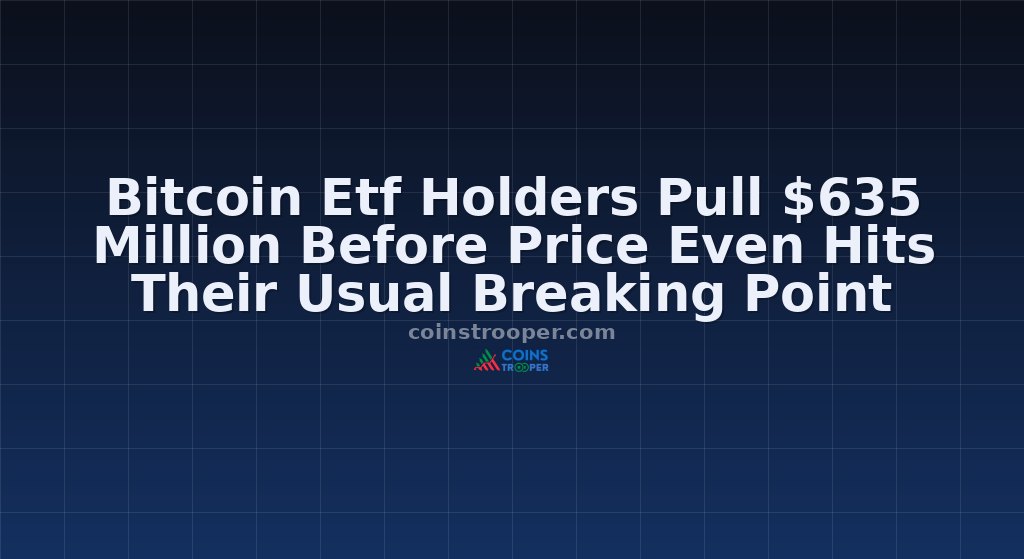 Bitcoin Etf Holders Pull $635 Million Before Price Even Hits Their Usual Breaking Point