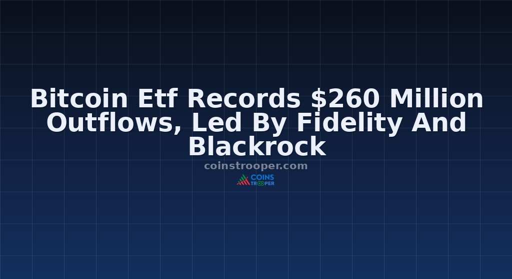Bitcoin Etf Records $260 Million Outflows, Led By Fidelity And Blackrock