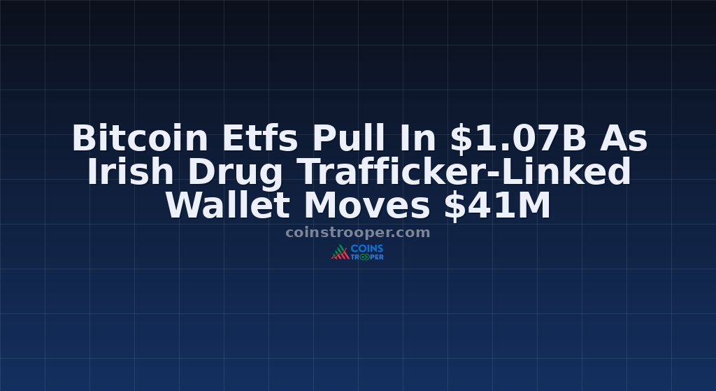 Bitcoin Etfs Pull In $1.07B As Irish Drug Trafficker-Linked Wallet Moves $41M