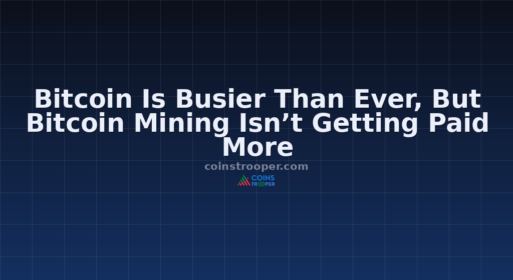 Bitcoin Is Busier Than Ever, But Bitcoin Mining Isn’t Getting Paid More