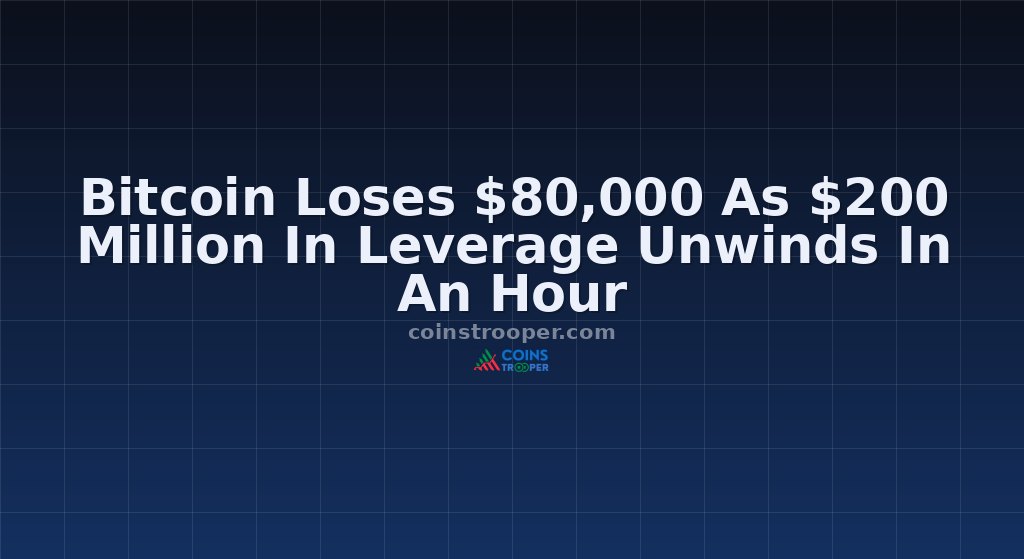 Bitcoin Loses $80,000 As $200 Million In Leverage Unwinds In An Hour