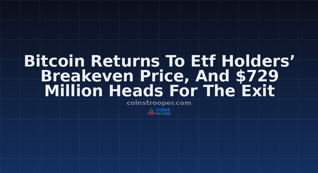 Bitcoin Returns To Etf Holders’ Breakeven Price, And $729 Million Heads For The Exit