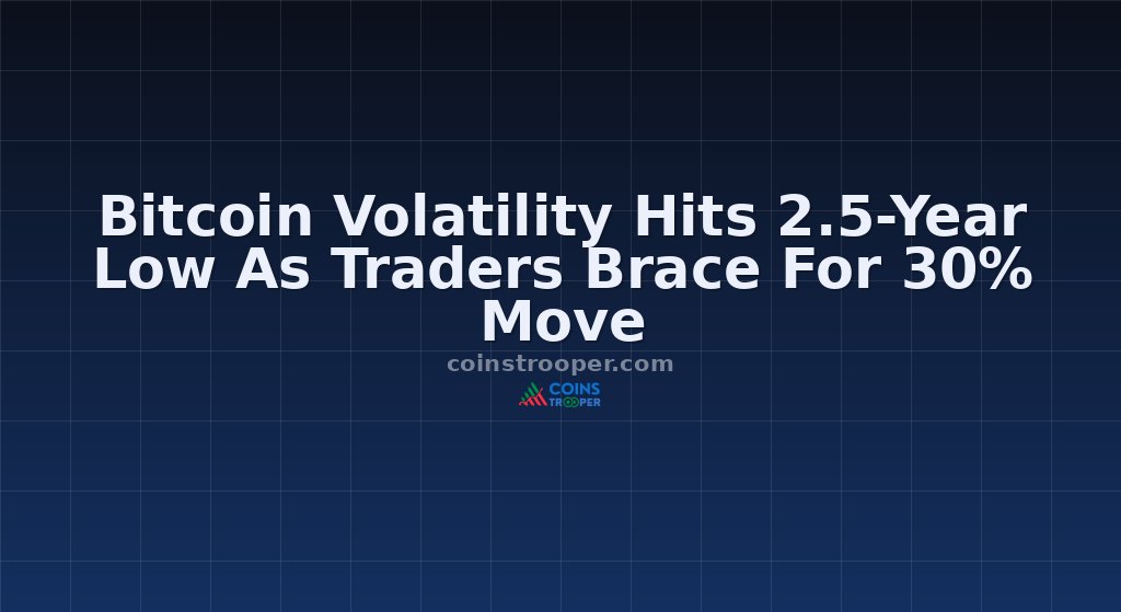 Bitcoin Volatility Hits 2.5-Year Low As Traders Brace For 30% Move
